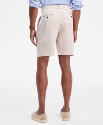 Men's Classic-Fit Window Pane Linen Shorts, Macy's Exclusive