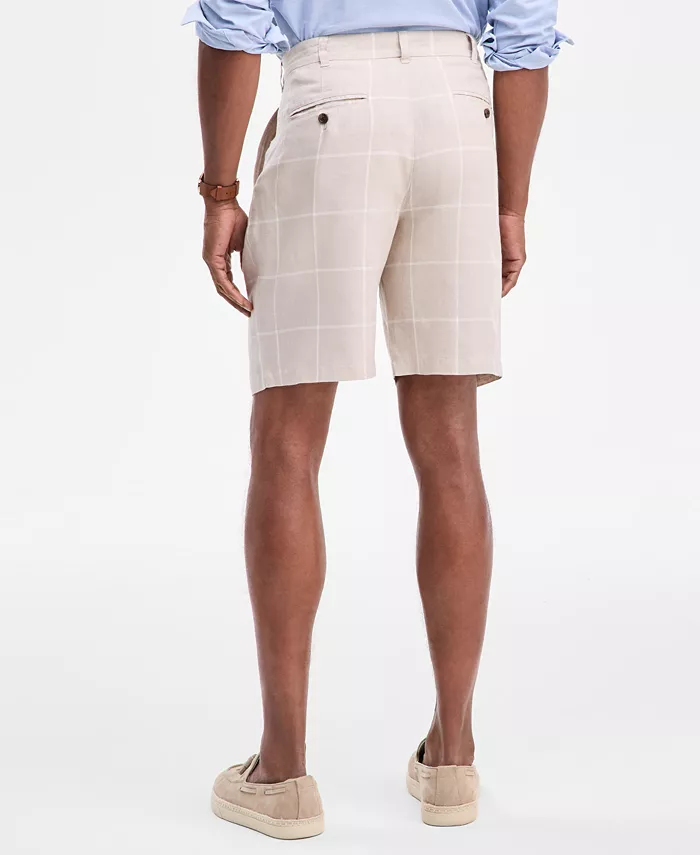 Men's Classic-Fit Window Pane Linen Shorts - thumbnail 4