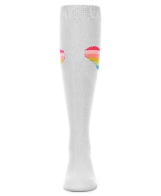 Little Girls Neon Stitched Heart Cotton Blend Knee High Sock