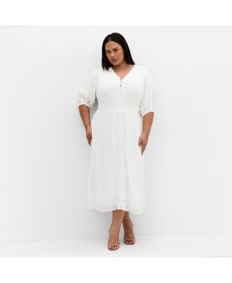 Plus Size Belle V Neck Midi Dress