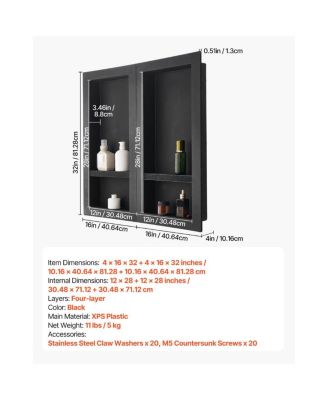 Wall-Mounted Recessed Shower Niche Shelf for Organized Bathroom Storage