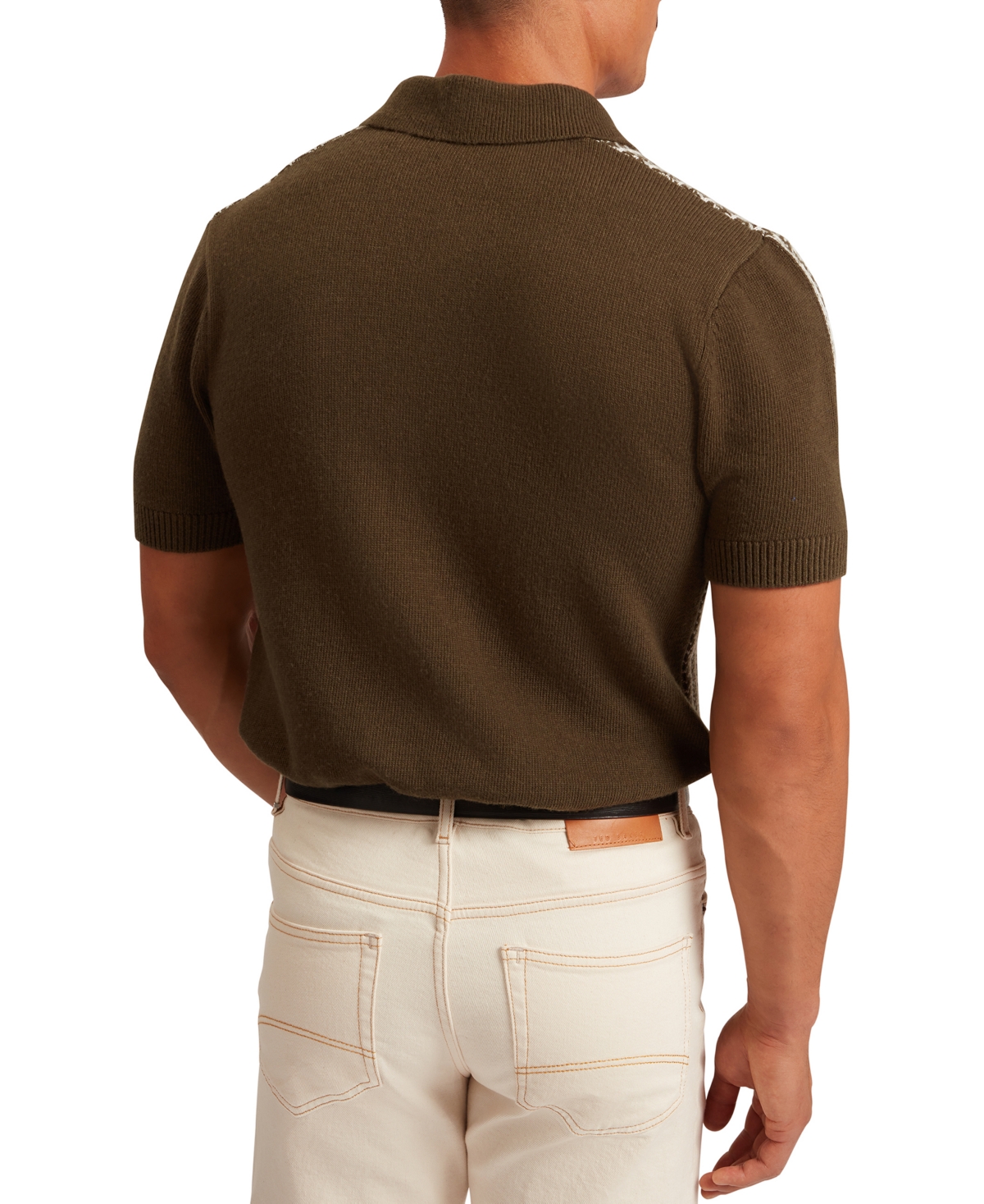 Ted Baker Kolomer Textured Herringbone Polo In Brown