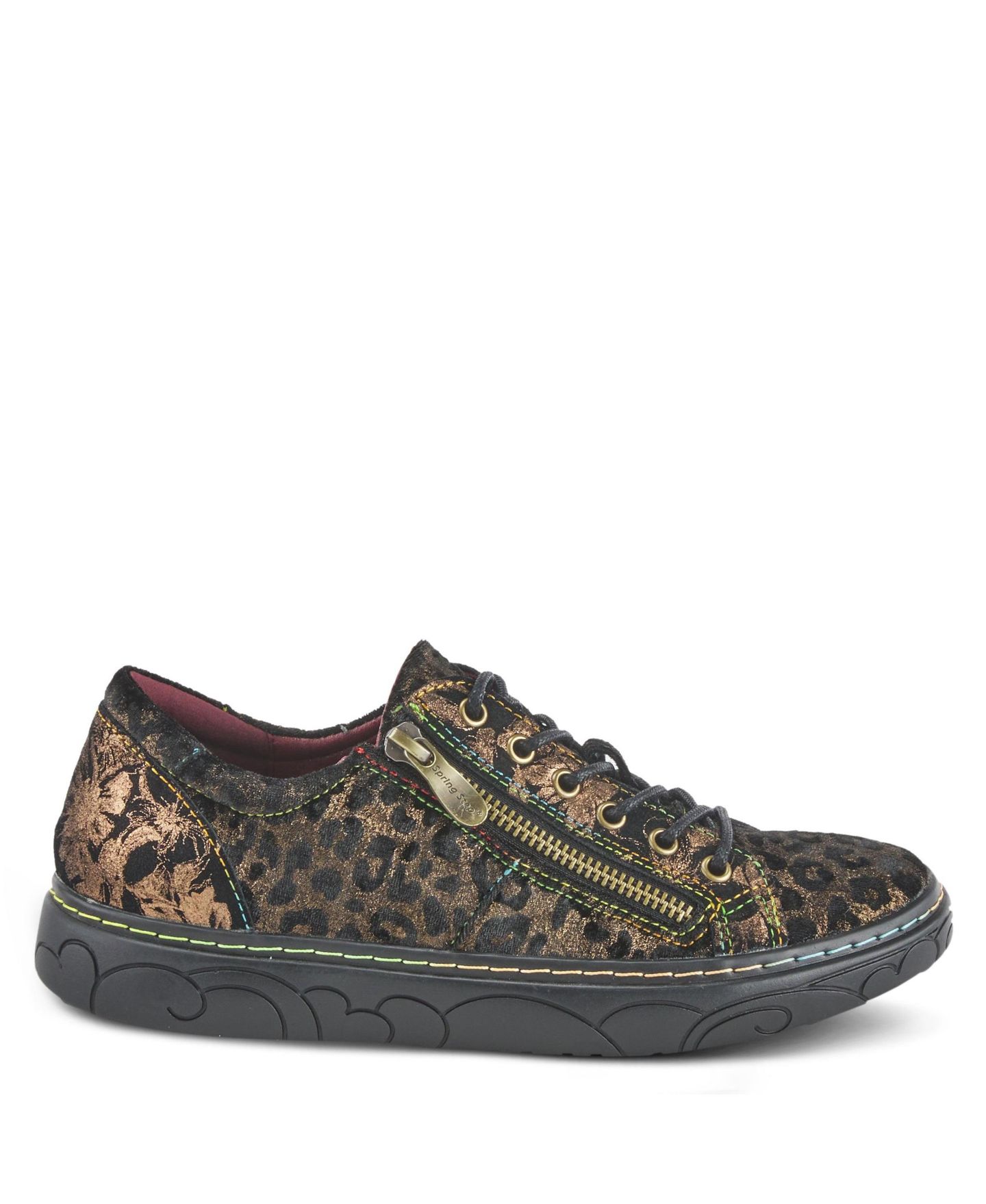 Женские кроссовки L'Artiste L Artiste Danli-Cheeta Hand Painted Leather Platform Sneakers with Metallic Floral Accents and Removable Insole, цвет: Бронзовый разноцветный — фото 5