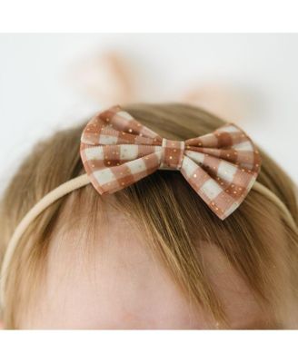 Baby Girl's Gingham Printed Tulle Bow Baby Headband