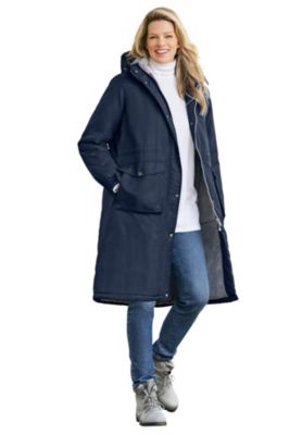 Plus Size Mid-Length Microfiber Parka