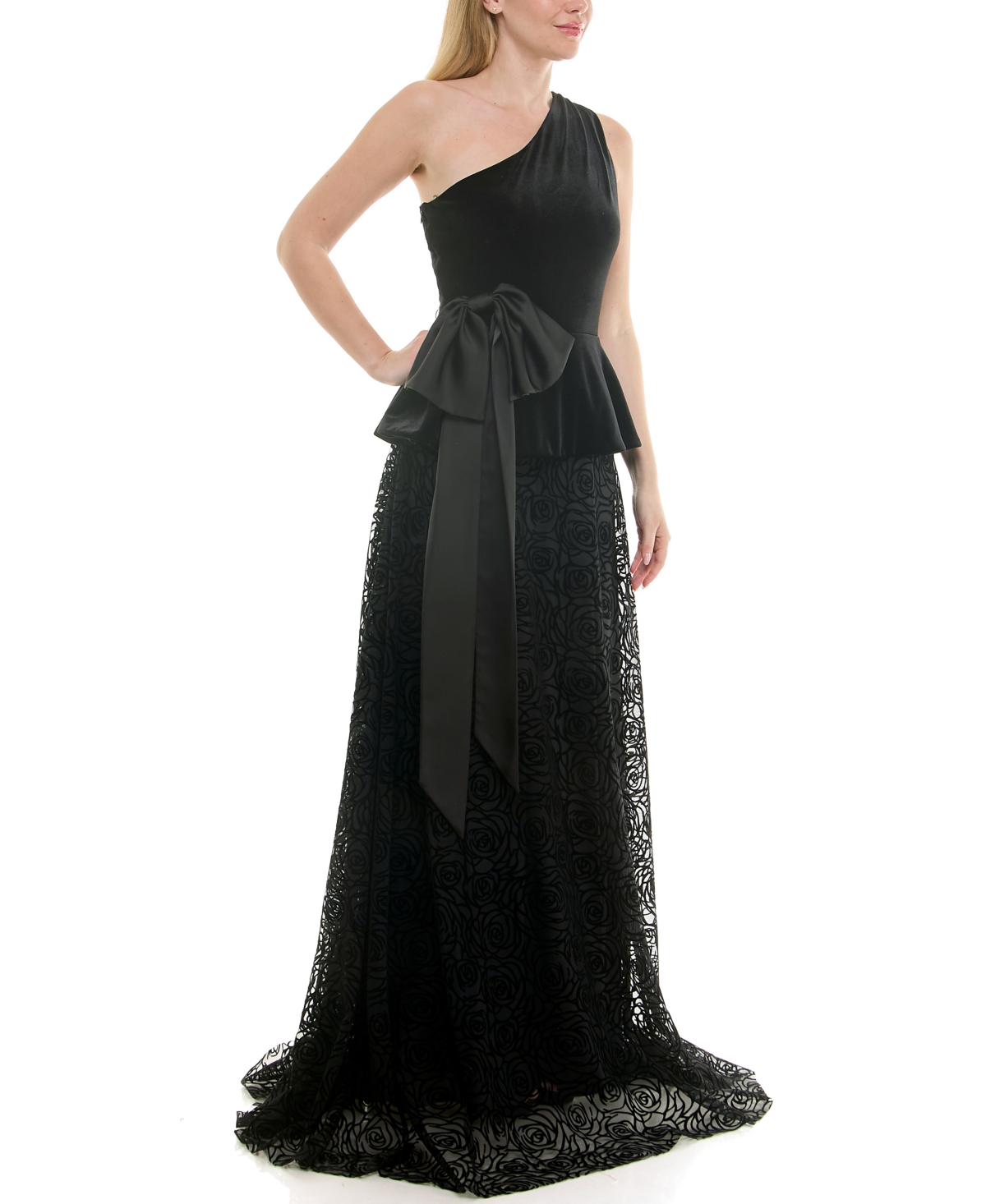 Taylor Women's One Shoulder Peplum Dress In Black