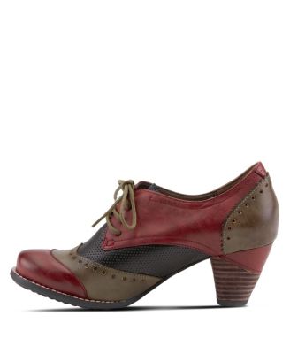 Women s Bardot Hand-Painted Leather Oxford Shoes and Lace-Up Derby Style Pumps
