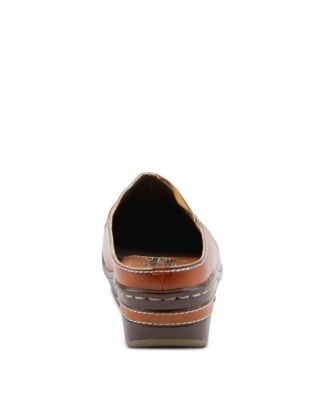 Spring Step Chino Backless Wedge with Hand-Painted Leather