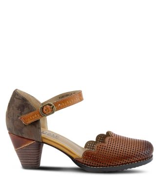 Women's Adodora Floral Tapestry Mary Jane Heels with Hook-and-Loop Strap, Cushioned Insole, and Flexible Sole