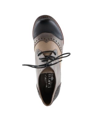 L Artiste Women s Bardot Hand-Painted Leather Oxford Shoes and Lace-Up Derby Style Pumps