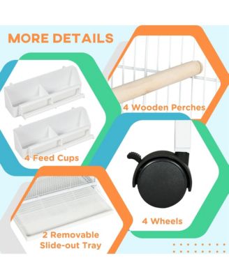 67" Bird Cage Feeder with Sd, Wheels, Accessories,