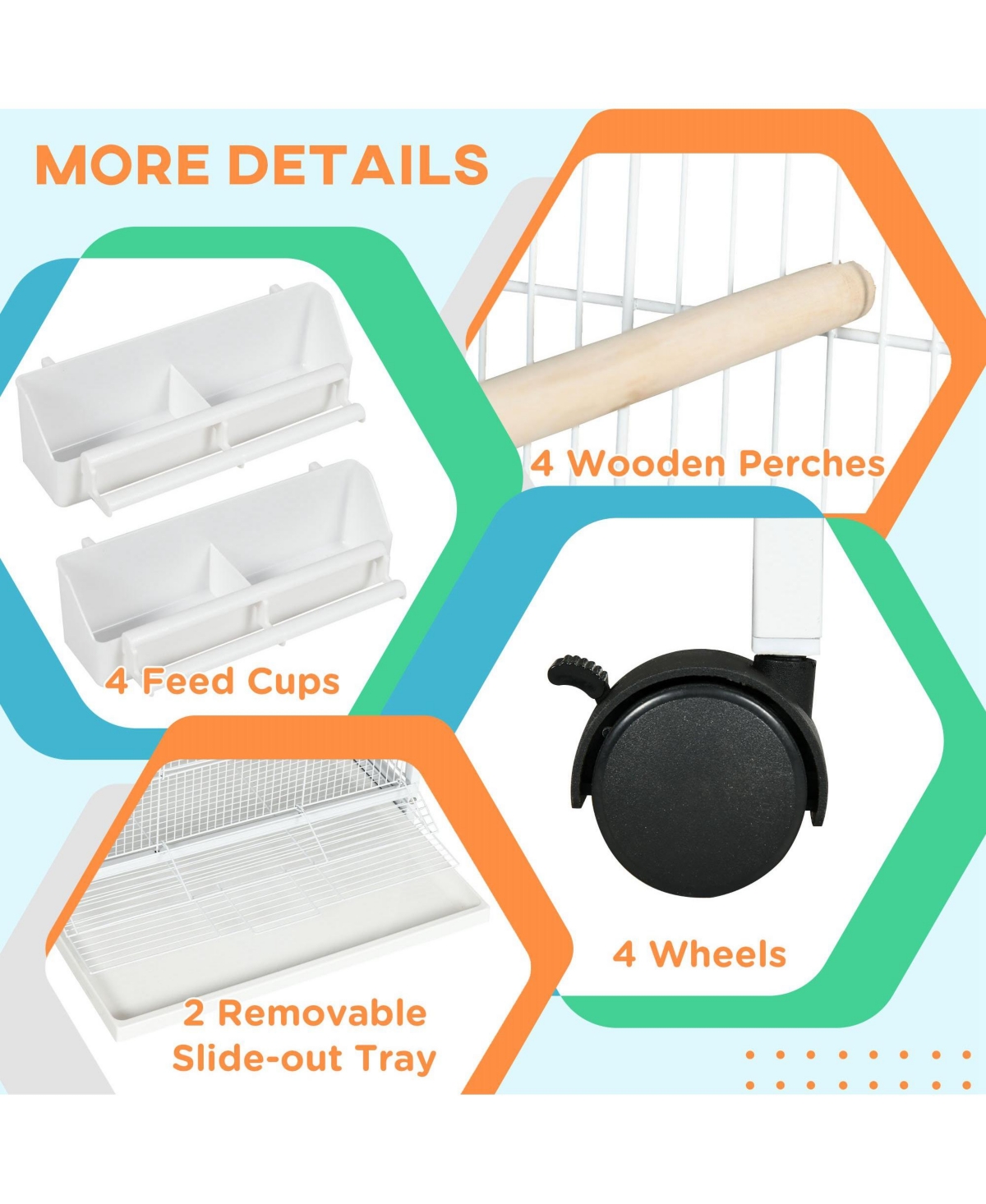 PawHut 67" Bird Cage Feeder with Sd, Wheels, Accessories,