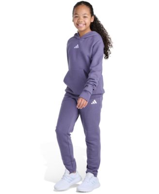 Big Girls' 8-16 Long Sleeve Small Logo Fleece Pullover Hoodie and Jogger, 2-Piece Set