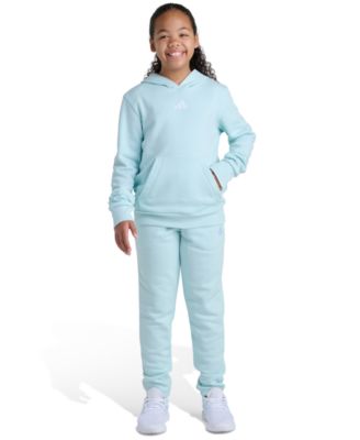 Big Girls' 8-16 Long Sleeve Small Logo Fleece Pullover Hoodie and Jogger, 2-Piece Set