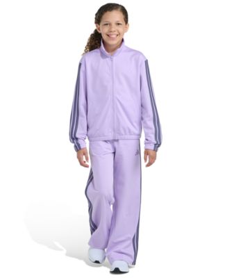 ジャージジャケット 紫 UK S / USA M / EU D / CDN 34 Adidas Big Girls' 8-16 Full-Zip Jacket and Wide Leg Tricot Pants