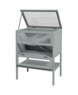 3-Tier Wooden Hamster Cage w/ Openable Top, Front Door, Shelf,