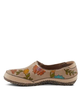 L’Artiste Women’s Libora-Delite Handpainted Leather Floral Slip-On Shoes with Removable Insole