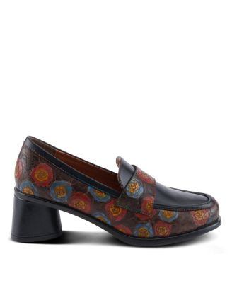 L’Artiste Women’s RIVOIRE Hand-Painted Floral Loafer with Sculpted Heel and Cushioned Insole