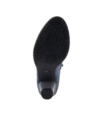 Women's Antilles Floral Embossed Suede Ankle Booties with Vintage Buckle Detail, Inside Zipper, Low Heel, Faux Fur Lining