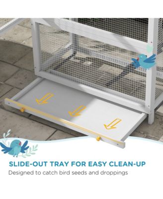 Wooden Bird Aviary with Slide-Out Tray, Birdhouse, Ladder, Perches