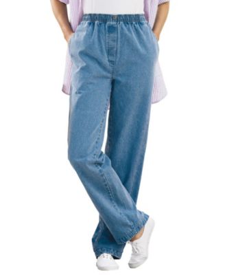 Women's Within Straight-Leg All-Cotton Denim Pull-On 7-Day Elastic-Waist Jeans