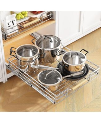 Pull out Cabinet Organizer,Heavy Duty Smooth Sliding Under Cabinet Shelves for Pots and Pans,Roll out Drawers with Thickened Chrome Plating,Slide out Drawers for Home Kitchen Pantry(15"W X 21"D)