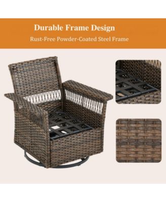 SeagullWing 2-Person Swivel Glider Wicker Outdoor Glider with Olefin Cushion Patio Swivel Chairs