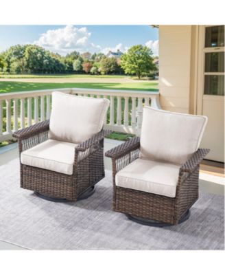 SeagullWing 2-Person Swivel Glider Wicker Outdoor Glider with Olefin Cushion Patio Swivel Chairs