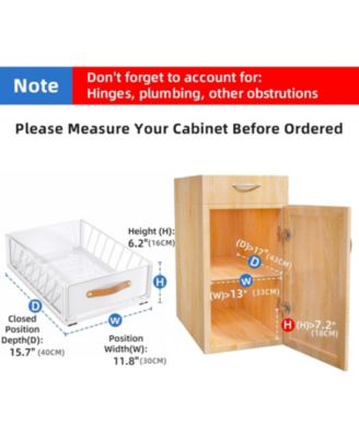 Pull out Cabinet Organizer Fixed with Adhesive Nano Film,Heavy Duty Slide out Pantry Shelves Drawer Storage,Sliding Mesh Cabinet Basket with Handle for Kitchen, Bathroom,Home, 11.8W"X 15.7D"X6.2"H