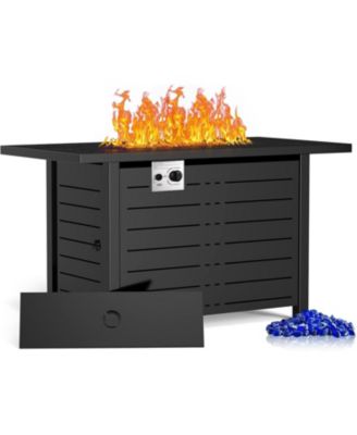  43 Inch Propane Fire Pit CSA-Listed Outdoor Fire Table, 50,000 BTU Firepit Table with Lid and Lava Rock