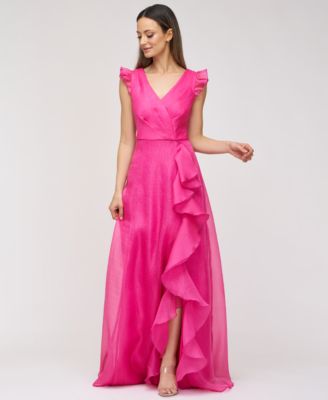 Women's Cascading-Ruffle Flutter-Sleeve Gown
