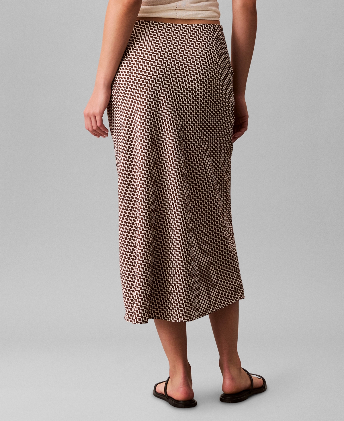 Calvin Klein Women's Printed Midi Slip Skirt In Brown