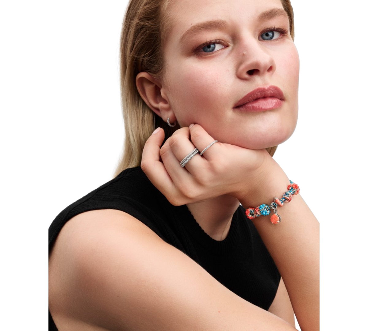 Pandora Coral Shell Double Dangle Charms In Orange