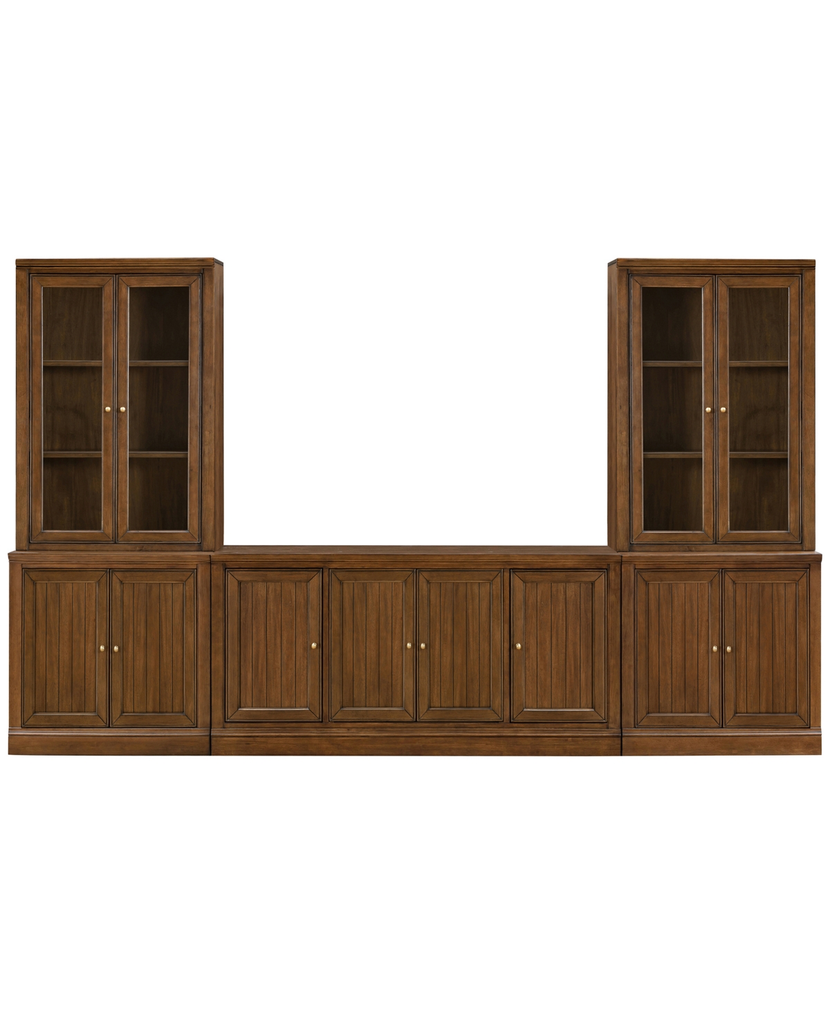 Macy's Amren 65" 4 Door Console With Door Hutches And 2 Door Bases In Brown
