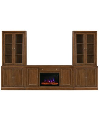 Amren 65" Wood 2 Door Console with 2 Door Hutches and 2 Door Bases with Fireplace Insert
