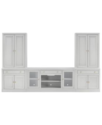 Amren 129" Wood 2 Door Console with 2 Door Hutches and 2 Door Bases with Drawers