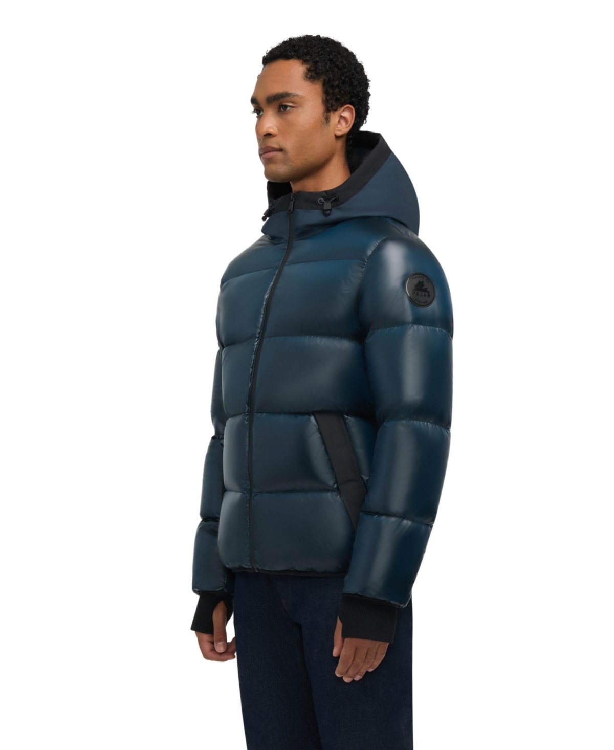 Pajar Men's Rikuto Boxy Channel Quilted Puffer With Fixed Hood In Animal Print