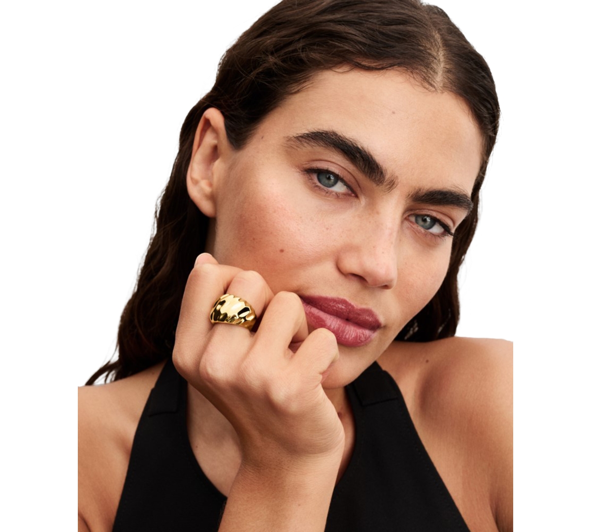 Pandora Rippled 14k Gold Plated Statement Ring In Gold
