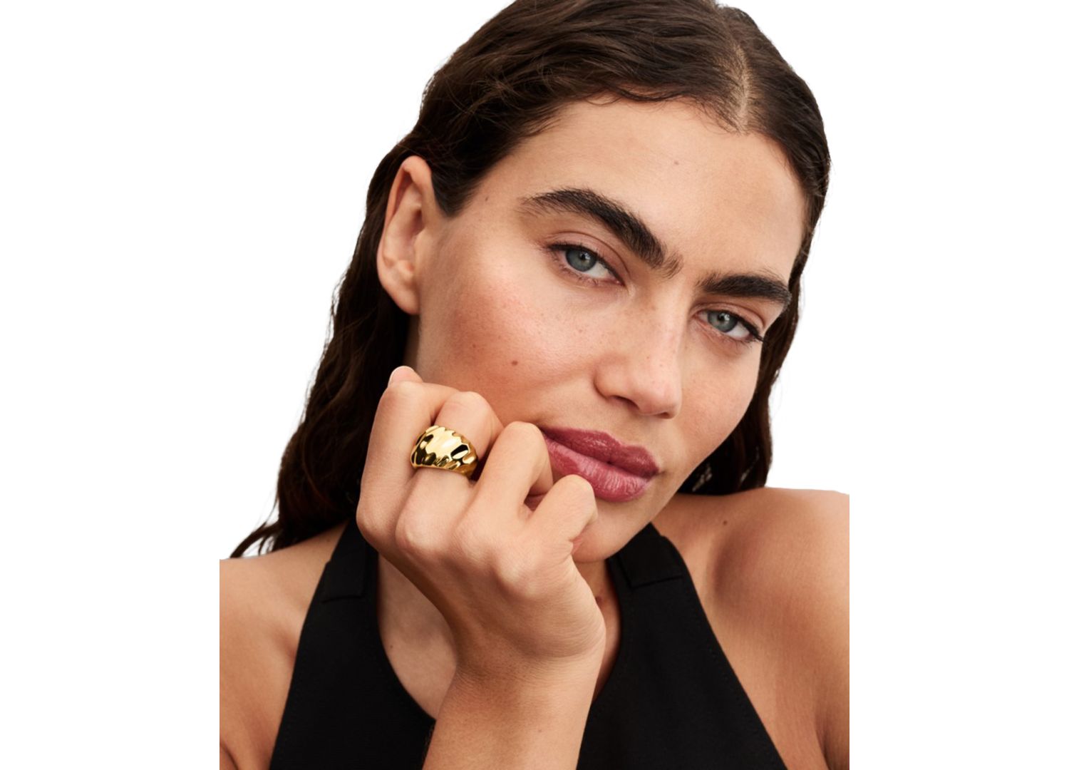 Rippled 14K Gold Plated Statement Ring