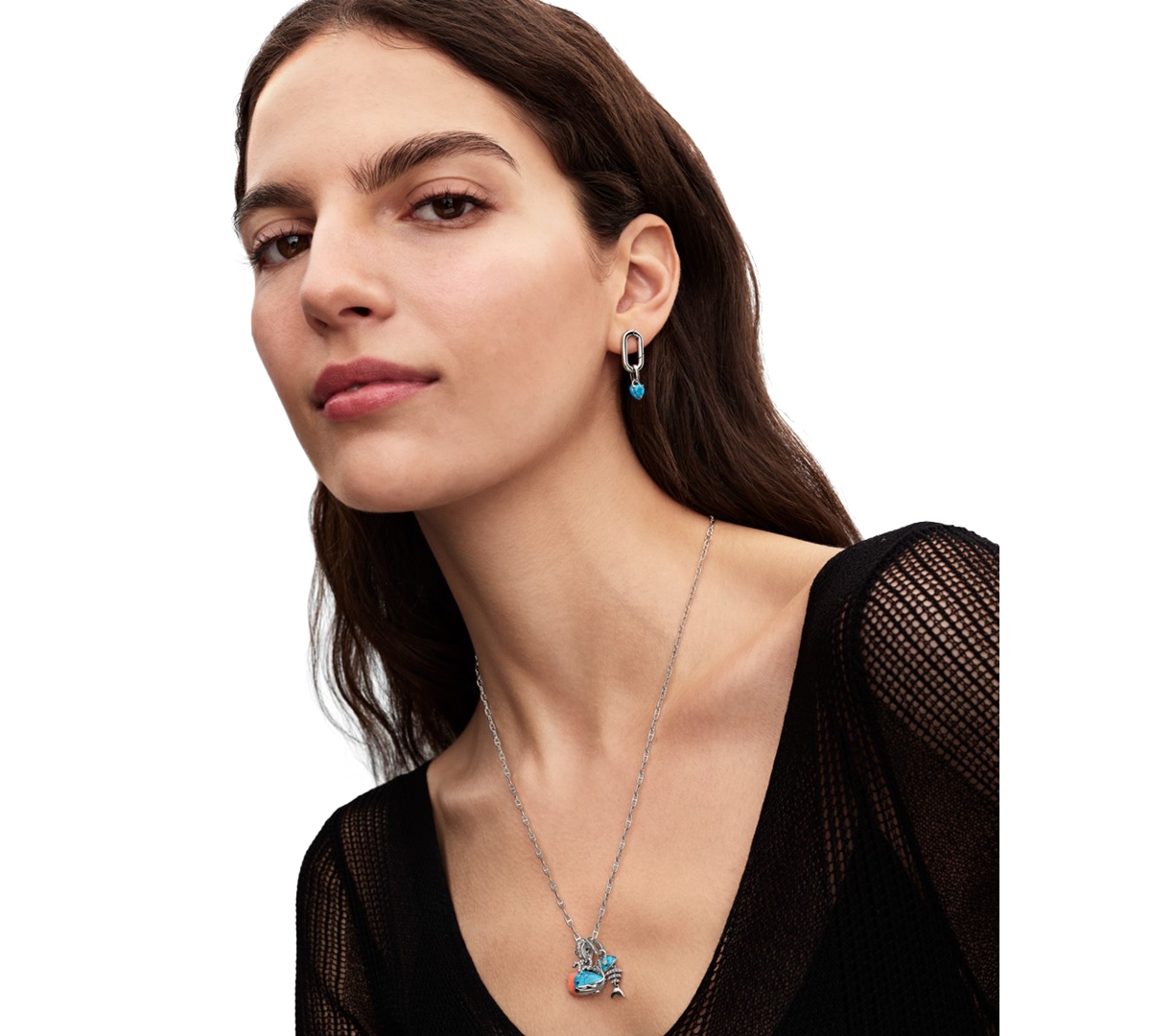 Pandora Turquoise Fishbone Dangle Charms In Metallic