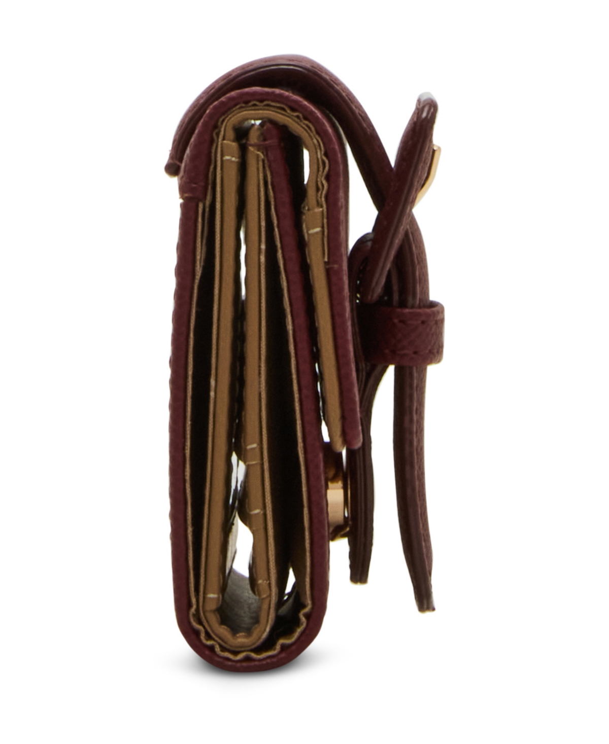 Anne Klein Covered Buckle Flap Wallet Gift Set In Burgundy