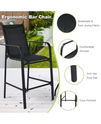 3PCS Patio Bar Set Outdoor Bistro Set w/ 2 Stools & 1 Tempered Glass Table