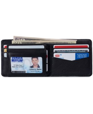 Mens Commuter RFID Bifold Wallet 2 ID Windows Divided Bill Section