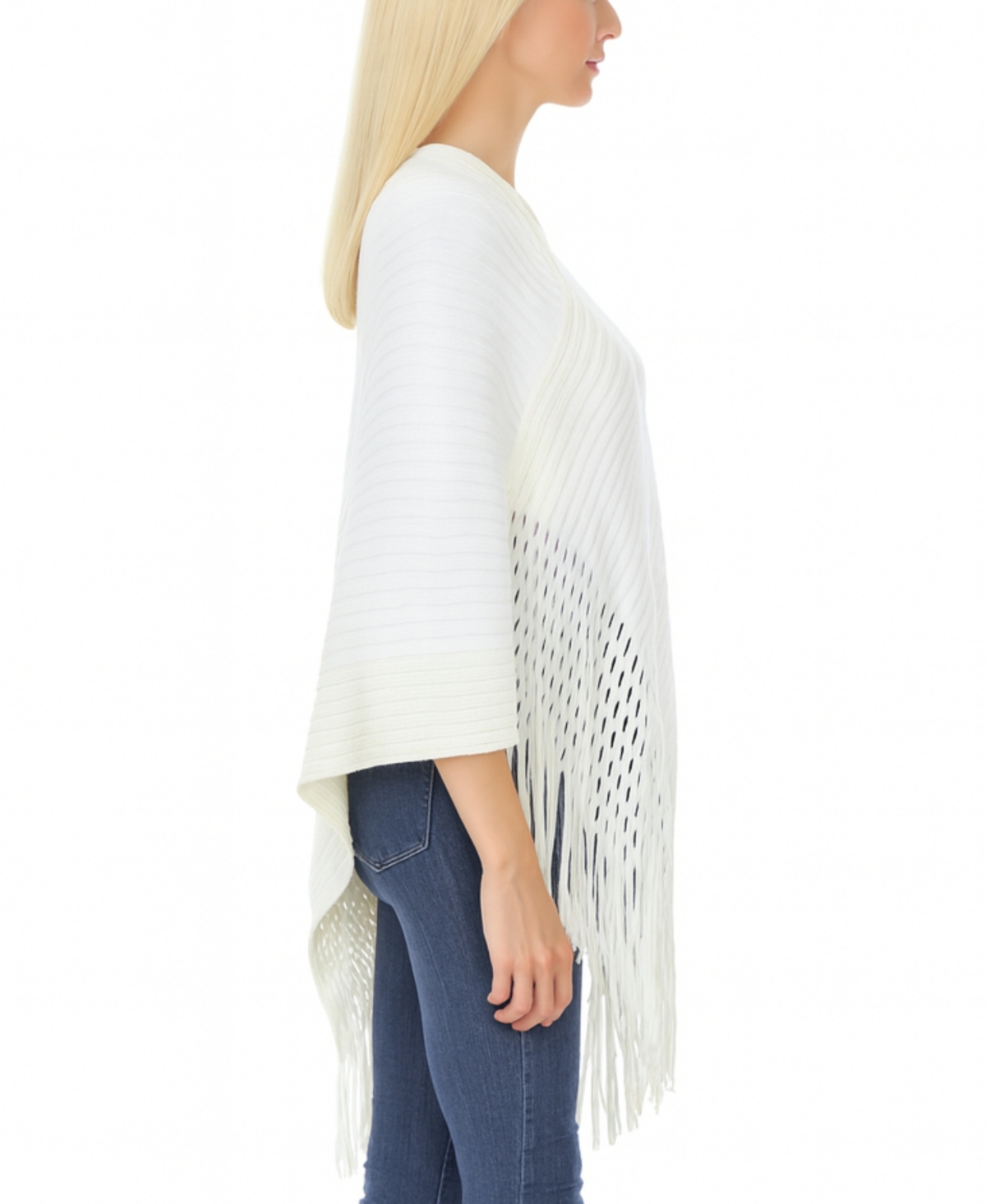 White Mark Women's Cable Knit Poncho Sweater In Animal Print