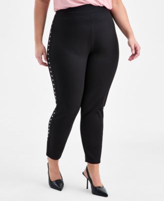 Trendy Plus Size Studded Pull-On Bodycon Leggings