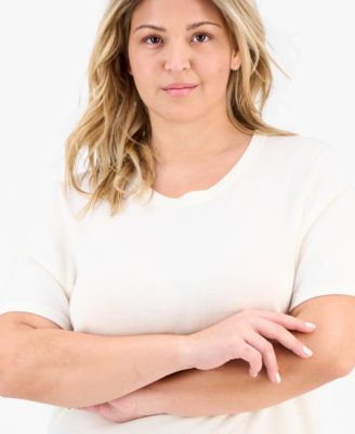 Plus Size Short Sleeve Merino Wool Sweater