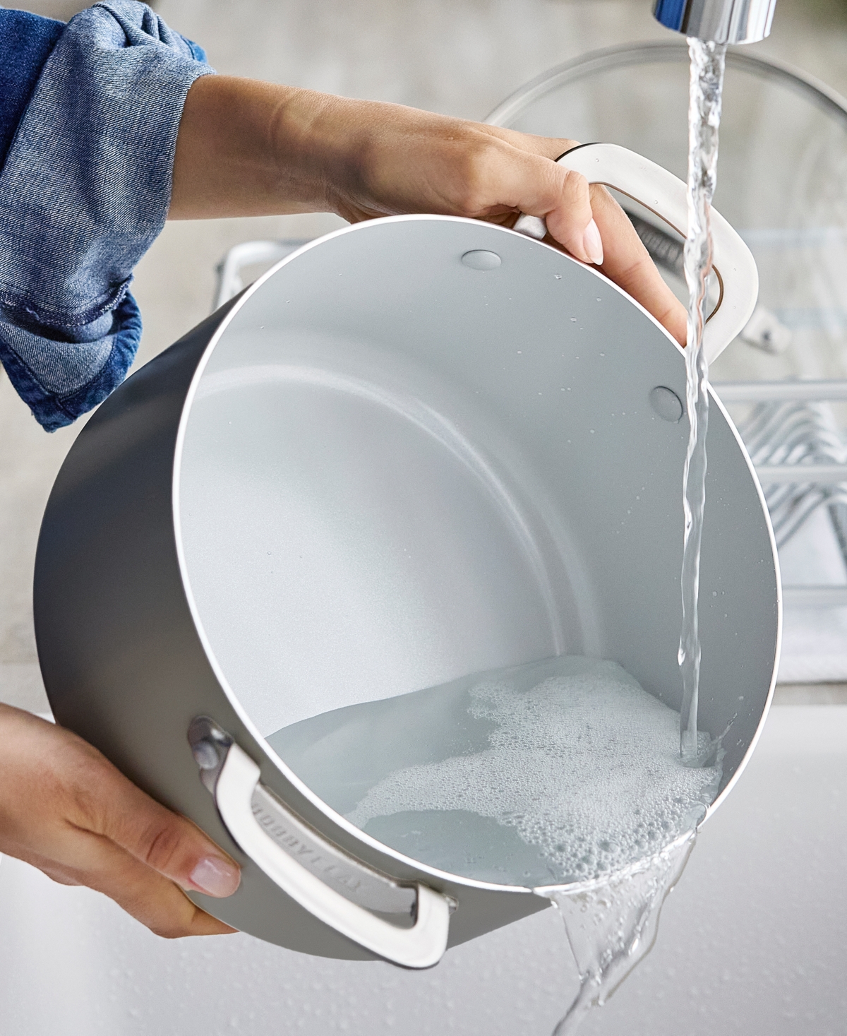 Greenpan Bobby Flay Ceramic Nonstick 6-quart Stockpot In Gray