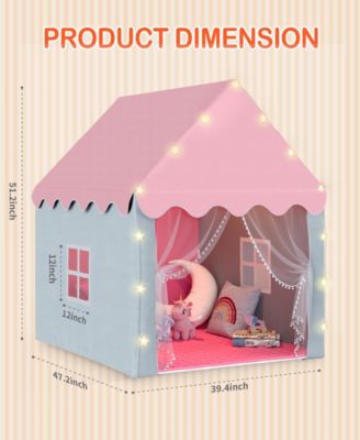Kids Playhouse Tent with Star Lights & Mat for Girls & Boys, Indoor/Outdoor Gift