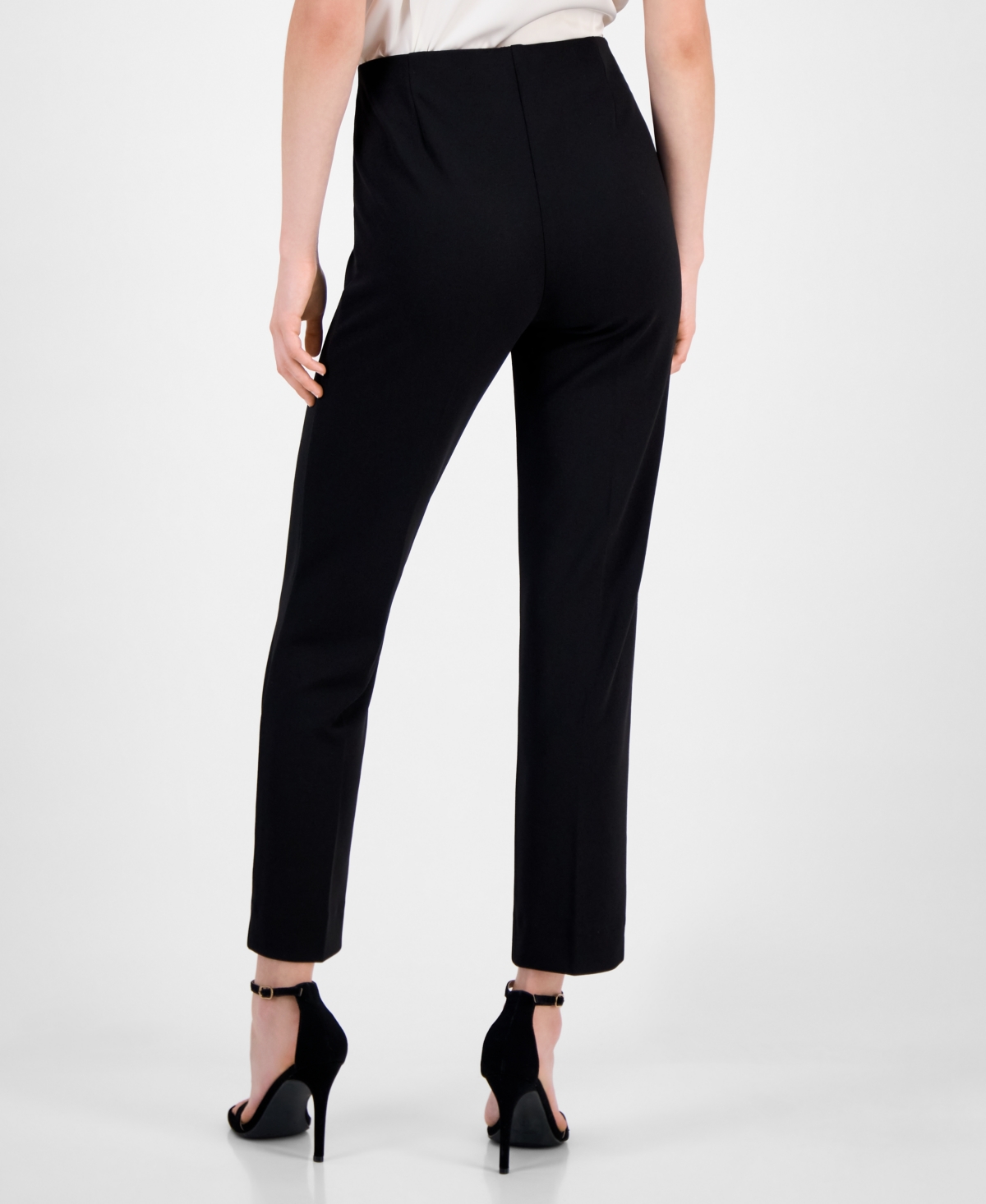 Anne Klein Women's Hollywood Straight-leg Ankle Pants In Black