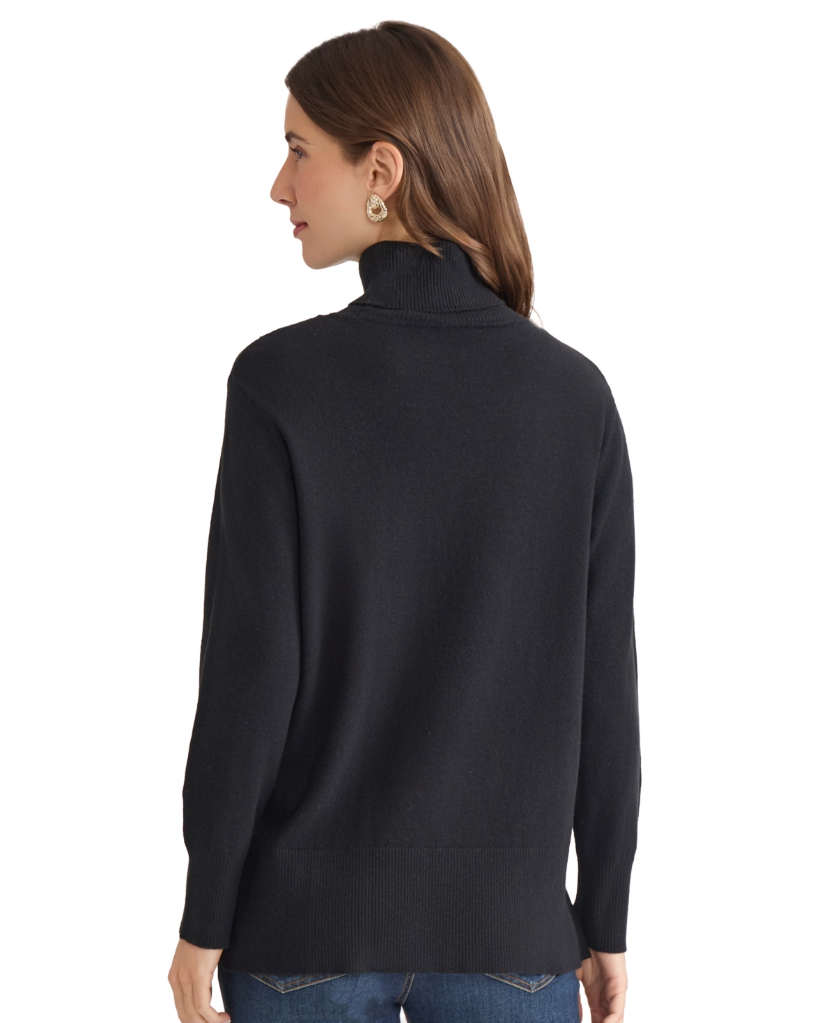 Jones New York Turtleneck Seam Front Bouclé Sweater In Black